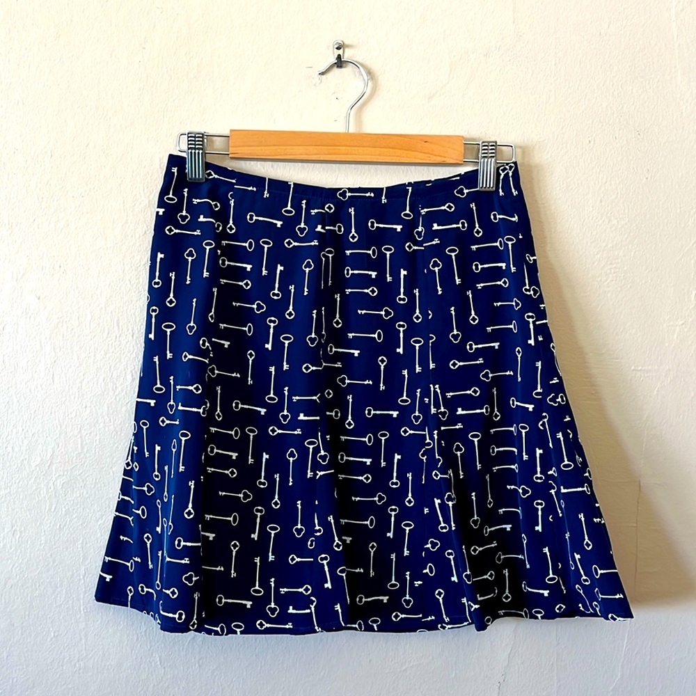 Banana Republic Key Print Blue Skirt 0
